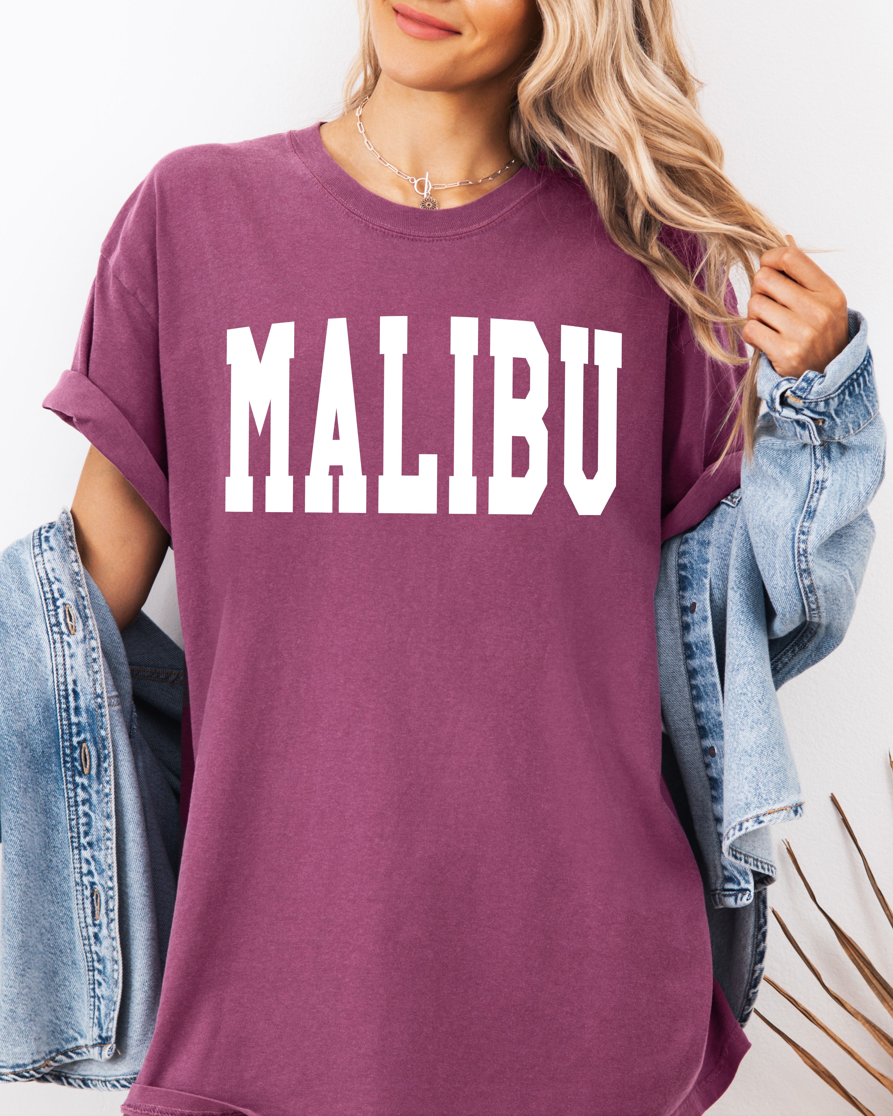 Malibu California State City Comfort Colors T Shirt (Condensed Font)