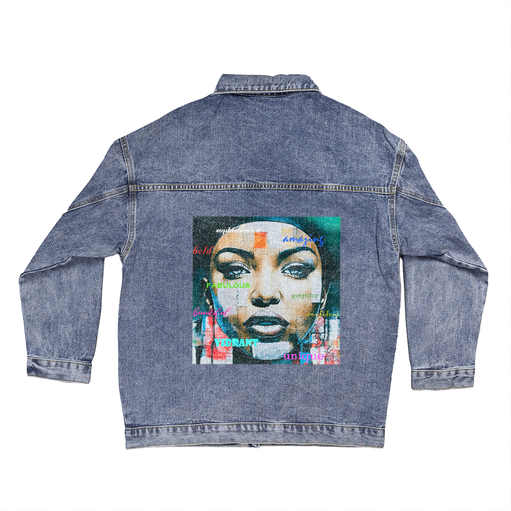 Beautiful Gorgeous Confident Woman Oversized DTG Denim Jacket
