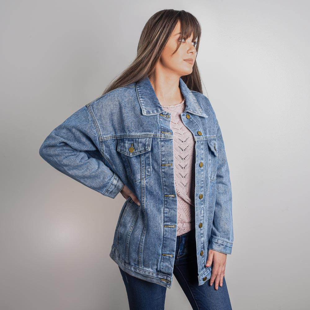 Beautiful Gorgeous Confident Woman Oversized DTG Denim Jacket