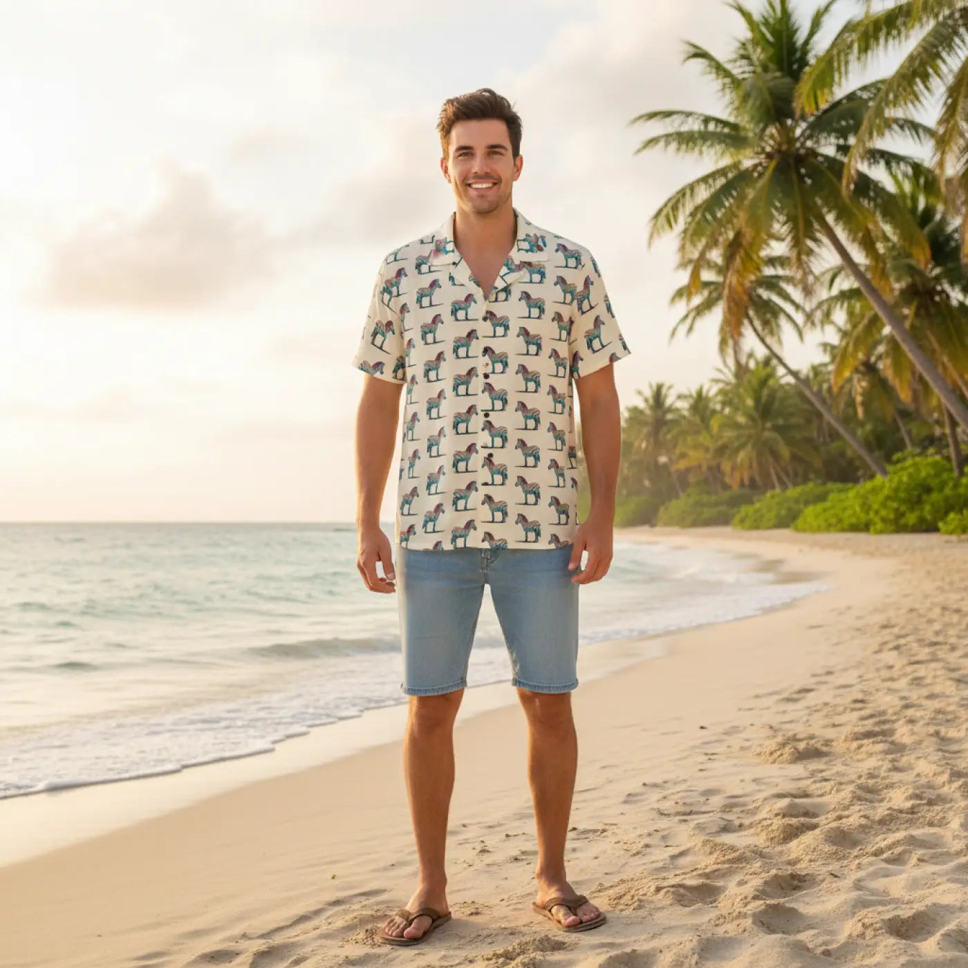 Hawaiian Camp Shirt – Linen Texture Summer - Dipaliz